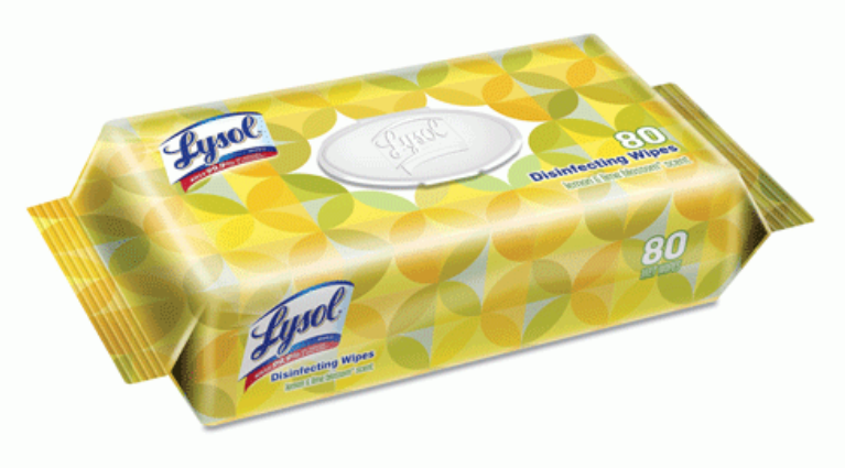 Lysol Disinfectant Wipes - Lemon Scent -CASE (6 80 count packages per case)