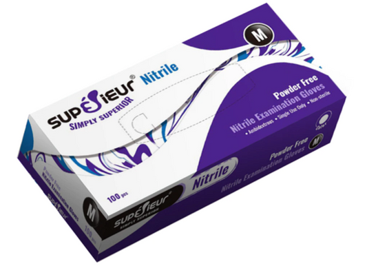 Simply Superieur Nitrile Gloves (Powder-Free) (100 gloves) - CASE of 1,000 gloves